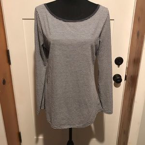 Old Navy White and Blue Striped Long Sleeve Top